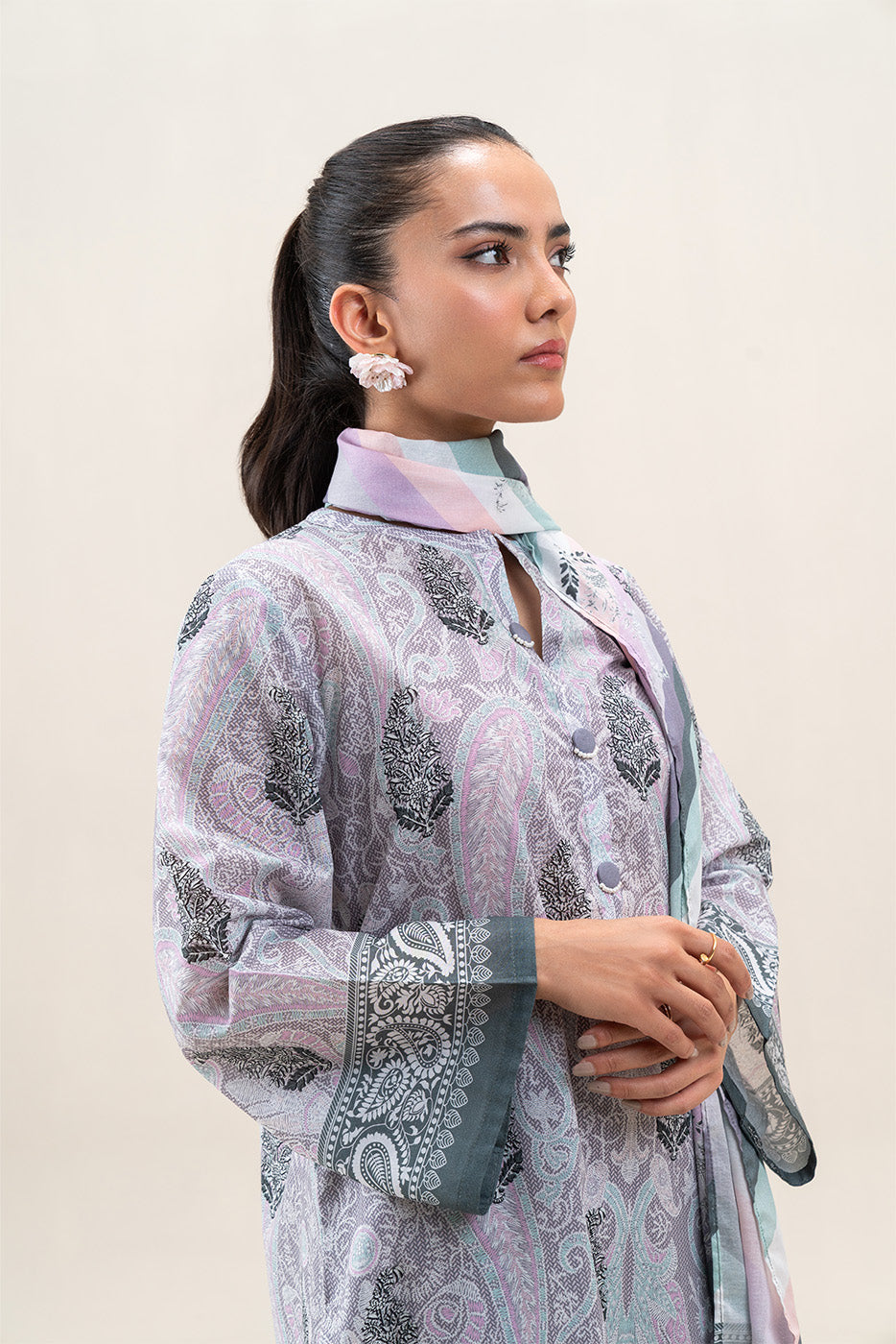 3 PIECE PRINTED LAWN SUIT-LAVENDER FLORET (UNSTITCHED)