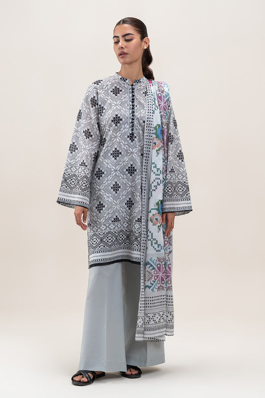 3 PIECE PRINTED LAWN SUIT-OBSIDIAN STITCH (UNSTITCHED)