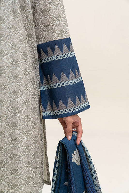 3 PIECE PRINTED LAWN SUIT-POWDER PUFF (UNSTITCHED)