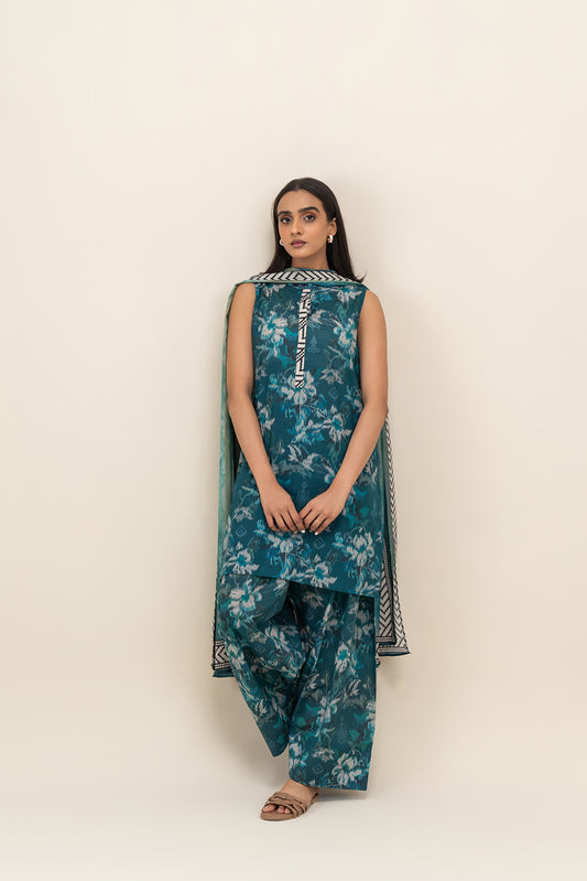 3 PIECE PRINTED LAWN SUIT-AEGEAN HAZE (UNSTITCHED)