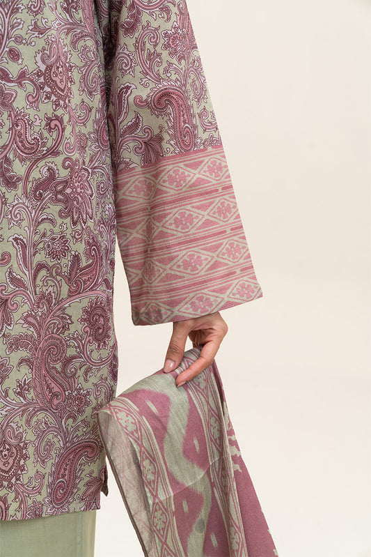 3 PIECE PRINTED LAWN SUIT-FLORET LUSH (UNSTITCHED)
