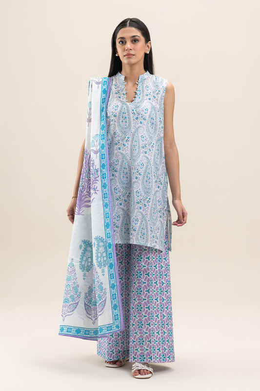2 PIECE PRINTED LAWN SUIT-DIVINE DOVE (UNSTITCHED)