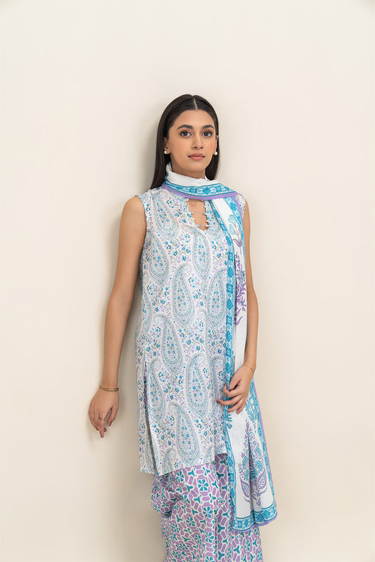 2 PIECE PRINTED LAWN SUIT-DIVINE DOVE (UNSTITCHED)
