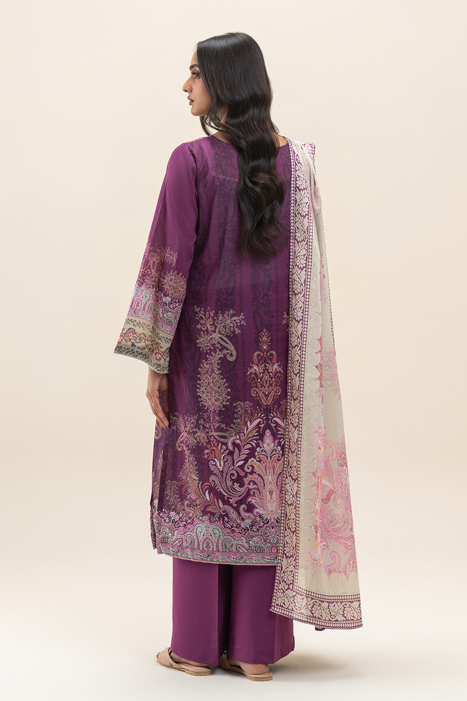 3 PIECE PRINTED LAWN SUIT-ROSEATE GARDEN (UNSTITCHED)
