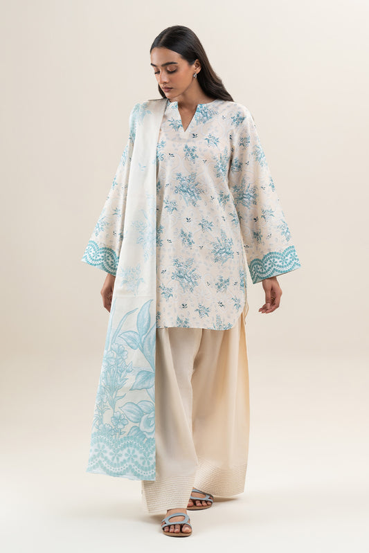 3 PIECE PRINTED LAWN SUIT-IVORY GLAM (UNSTITCHED)