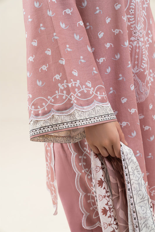 3 PIECE PRINTED LAWN SUIT-PEACH GLOW (UNSTITCHED)
