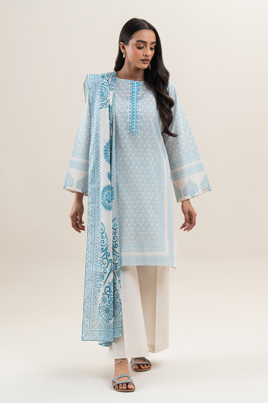 3 PIECE PRINTED LAWN SUIT-SAPPHIRE MAZE (UNSTITCHED)