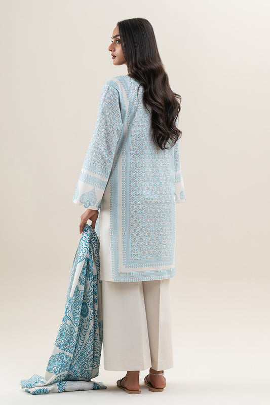 3 PIECE PRINTED LAWN SUIT-SAPPHIRE MAZE (UNSTITCHED)