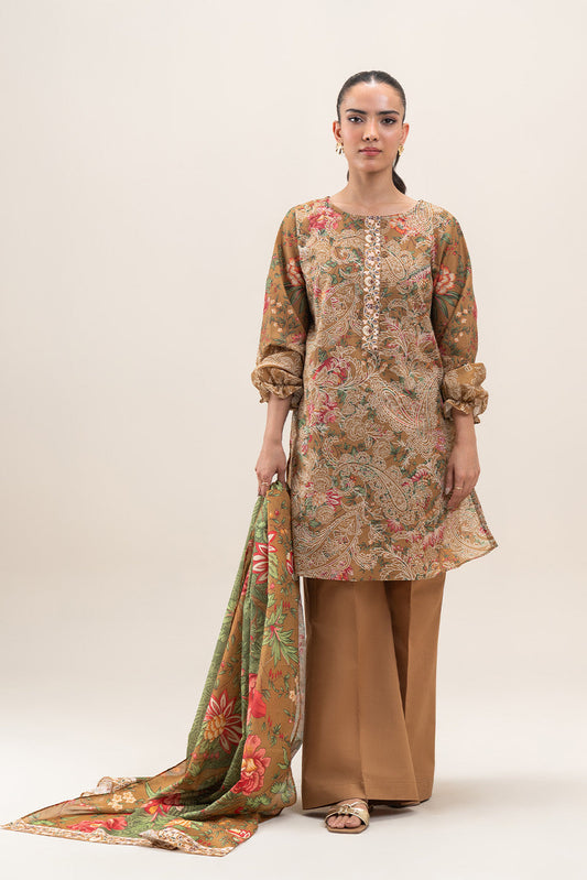 3 PIECE PRINTED LAWN SUIT-MEDALLION BLOOM (UNSTITCHED)
