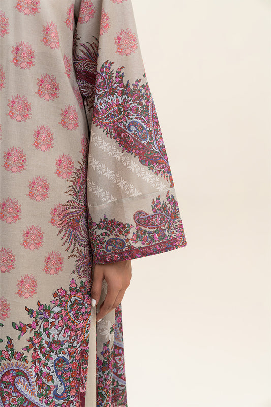 3 PIECE PRINTED LAWN SUIT-GREY MIST (UNSTITCHED)