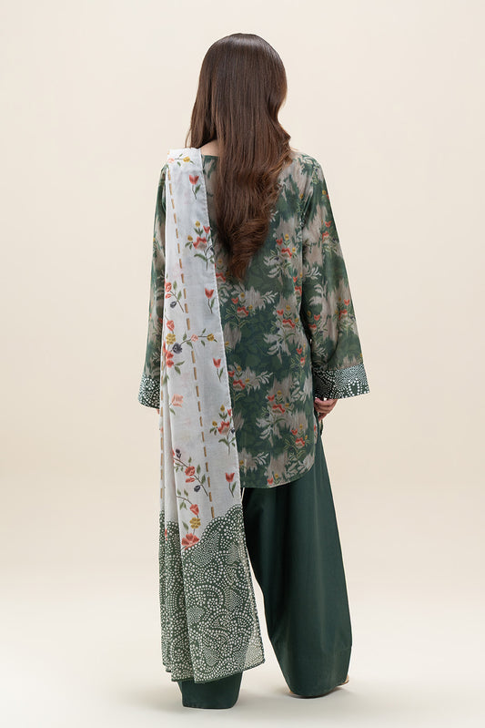 3 PIECE PRINTED LAWN SUIT-SAGE GLAM (UNSTITCHED)
