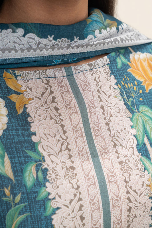 3 PIECE PRINTED LAWN SUIT-MIDNIGHT BLOOM (UNSTITCHED)