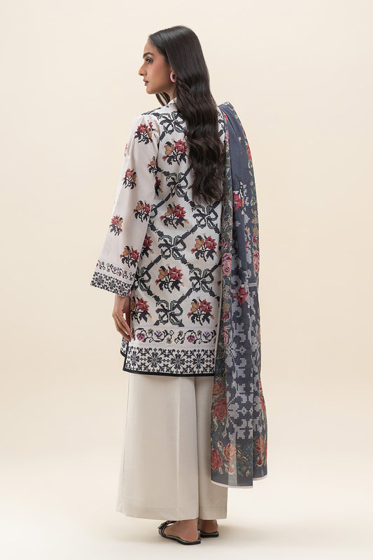 3 PIECE PRINTED LAWN SUIT-PETAL PARADISE (UNSTITCHED)