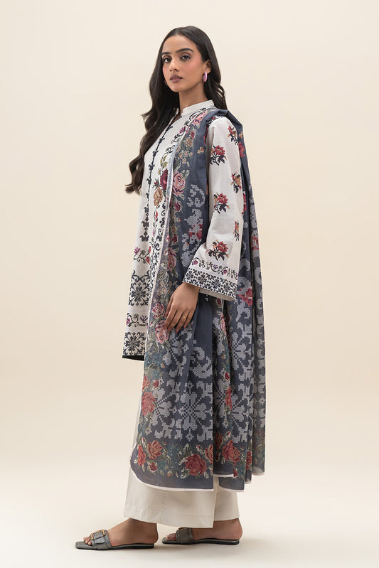 3 PIECE PRINTED LAWN SUIT-PETAL PARADISE (UNSTITCHED)