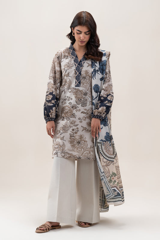 3 PIECE PRINTED LAWN SUIT-VERDANT SMOKE (UNSTITCHED)