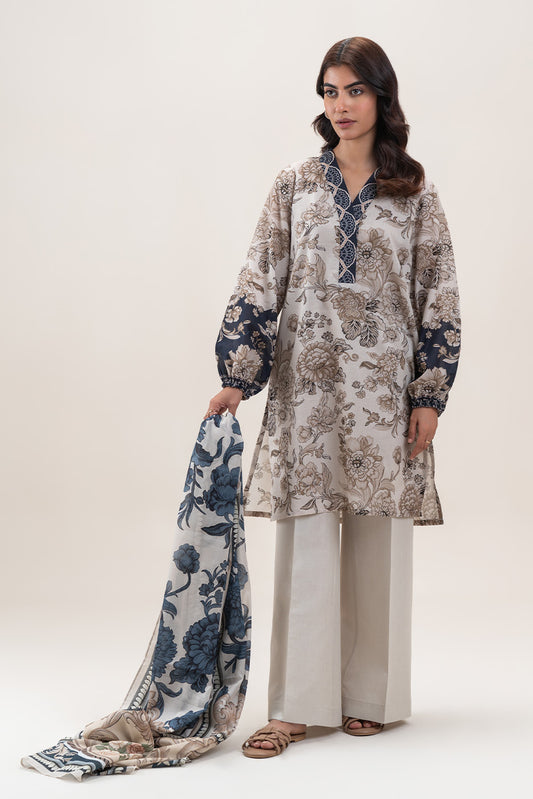 3 PIECE PRINTED LAWN SUIT-VERDANT SMOKE (UNSTITCHED)