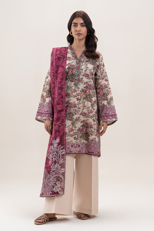 3 PIECE PRINTED LAWN SUIT-VINTAGE DREAM (UNSTITCHED)
