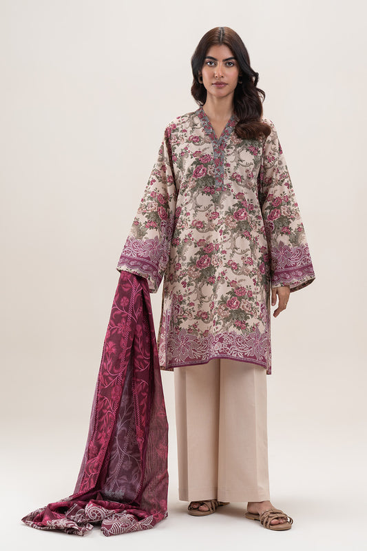 3 PIECE PRINTED LAWN SUIT-VINTAGE DREAM (UNSTITCHED)