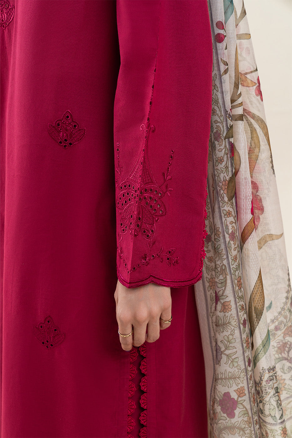 3 PIECE EMBROIDERED LAWN SUIT-GARNET CHARM (UNSTITCHED)