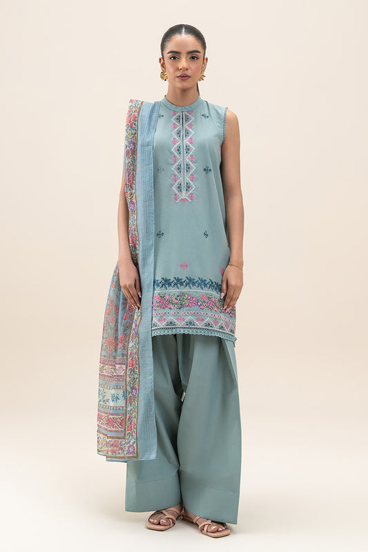 3 PIECE EMBROIDERED LAWN SUT-MINT GLINT (UNSTITCHED)