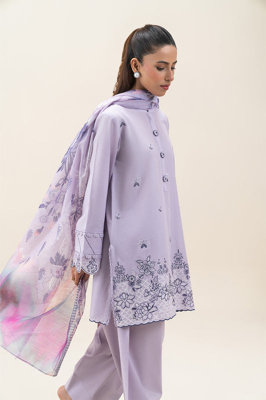 3 PIECE EMBROIDERED LAWN SUIT-LAVENDER WEFT (UNSTITCHED)