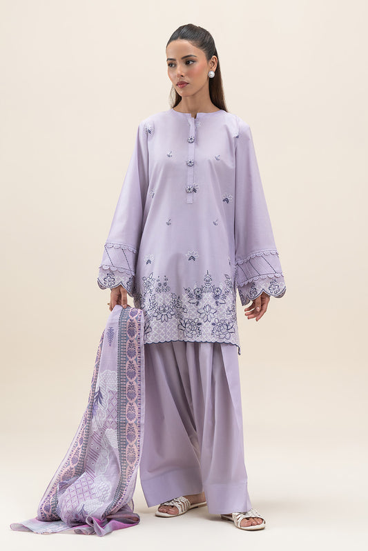 3 PIECE EMBROIDERED LAWN SUIT-LAVENDER WEFT (UNSTITCHED)