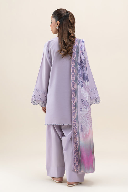 3 PIECE EMBROIDERED LAWN SUIT-LAVENDER WEFT (UNSTITCHED)