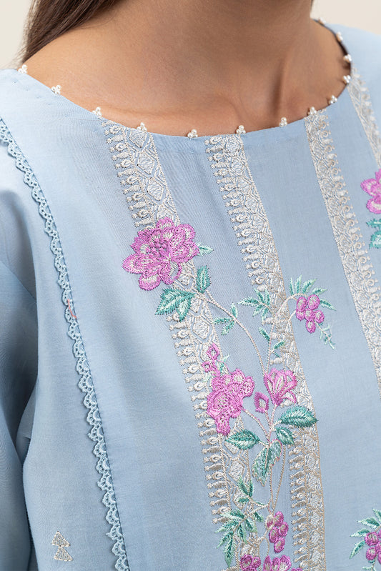 3 PIECE EMBROIDERED LAWN SUIT-CAROLINA BLUE (UNSTITCHED)