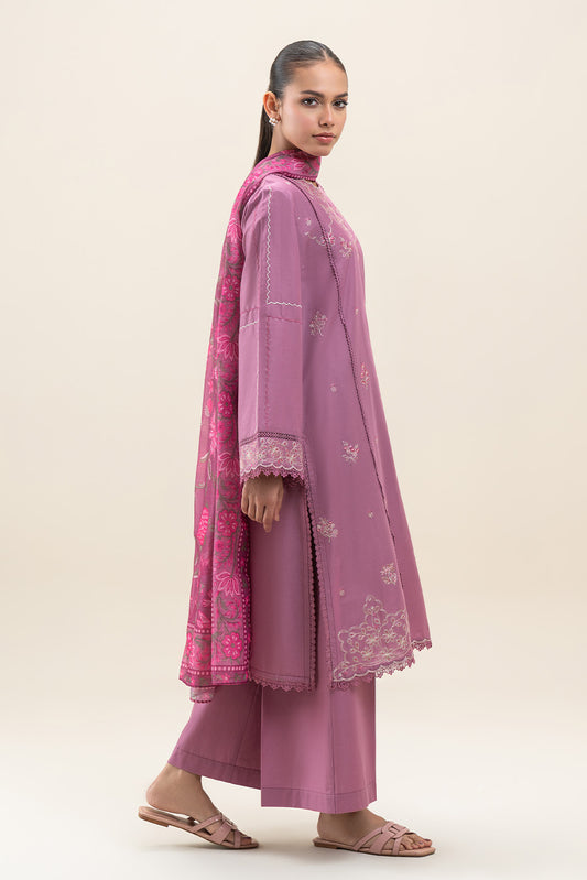 3 PIECE EMBROIDERED LAWN SUIT-MYSTIC ORCHID (UNSTITCHED)