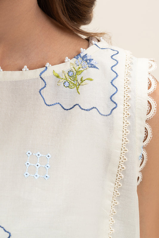 3 PIECE EMBROIDERED LAWN SUIT-PORCELAIN MAZE (UNSTITCHED)