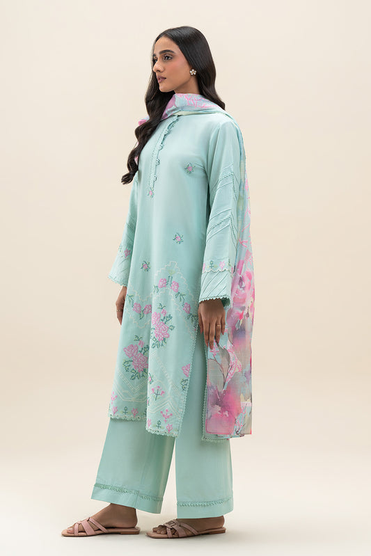 3 PIECE EMBROIDERED LAWN SUIT-ICY OASIS (UNSTITCHED)