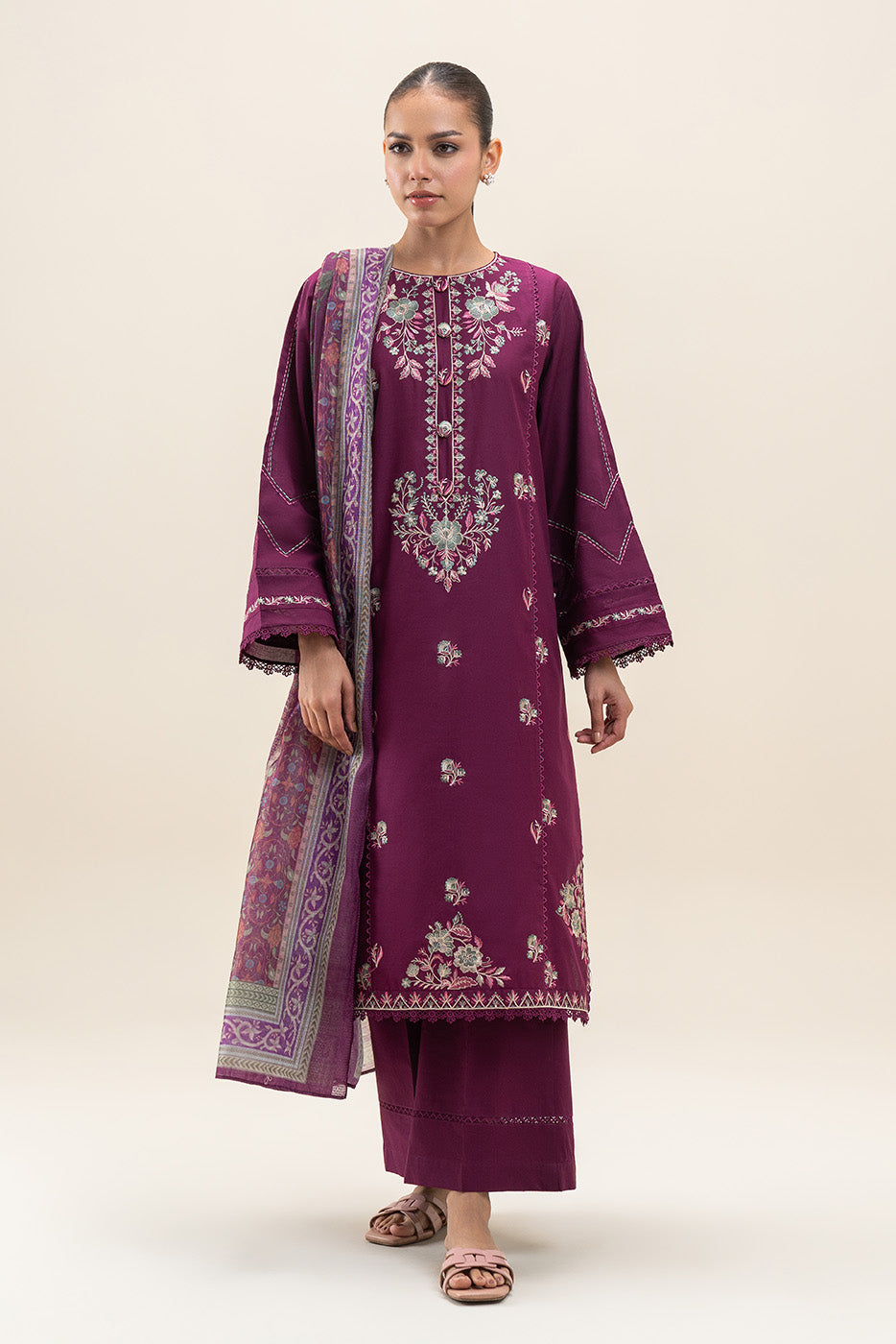 3 PIECE EMBROIDERED LAWN SUIT-MULBERRY STITCH (UNSTITCHED)