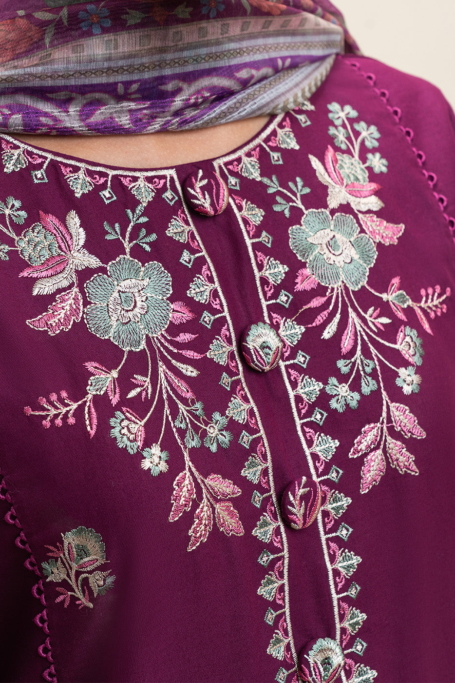 3 PIECE EMBROIDERED LAWN SUIT-MULBERRY STITCH (UNSTITCHED)