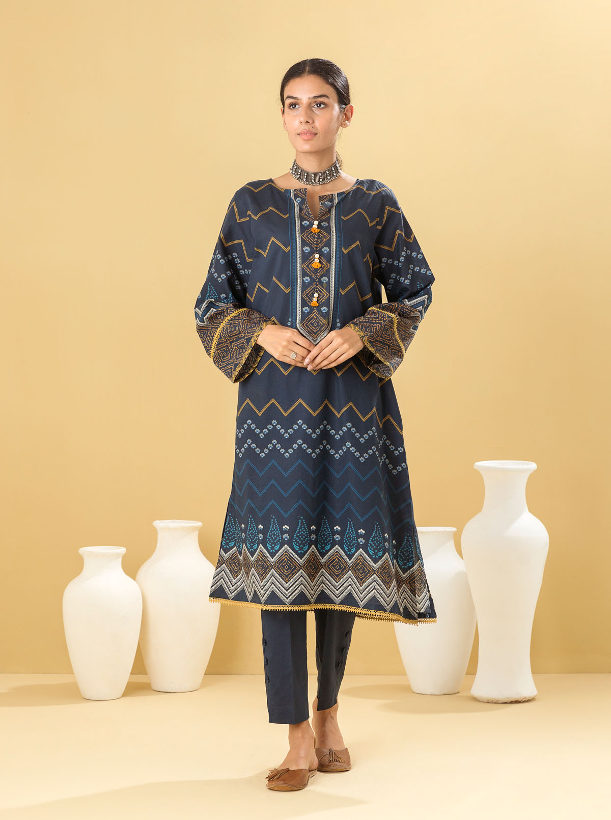 1 PIECE - PRINTED LAWN SHIRT - INKY BLUES MORBAGH SU_22   