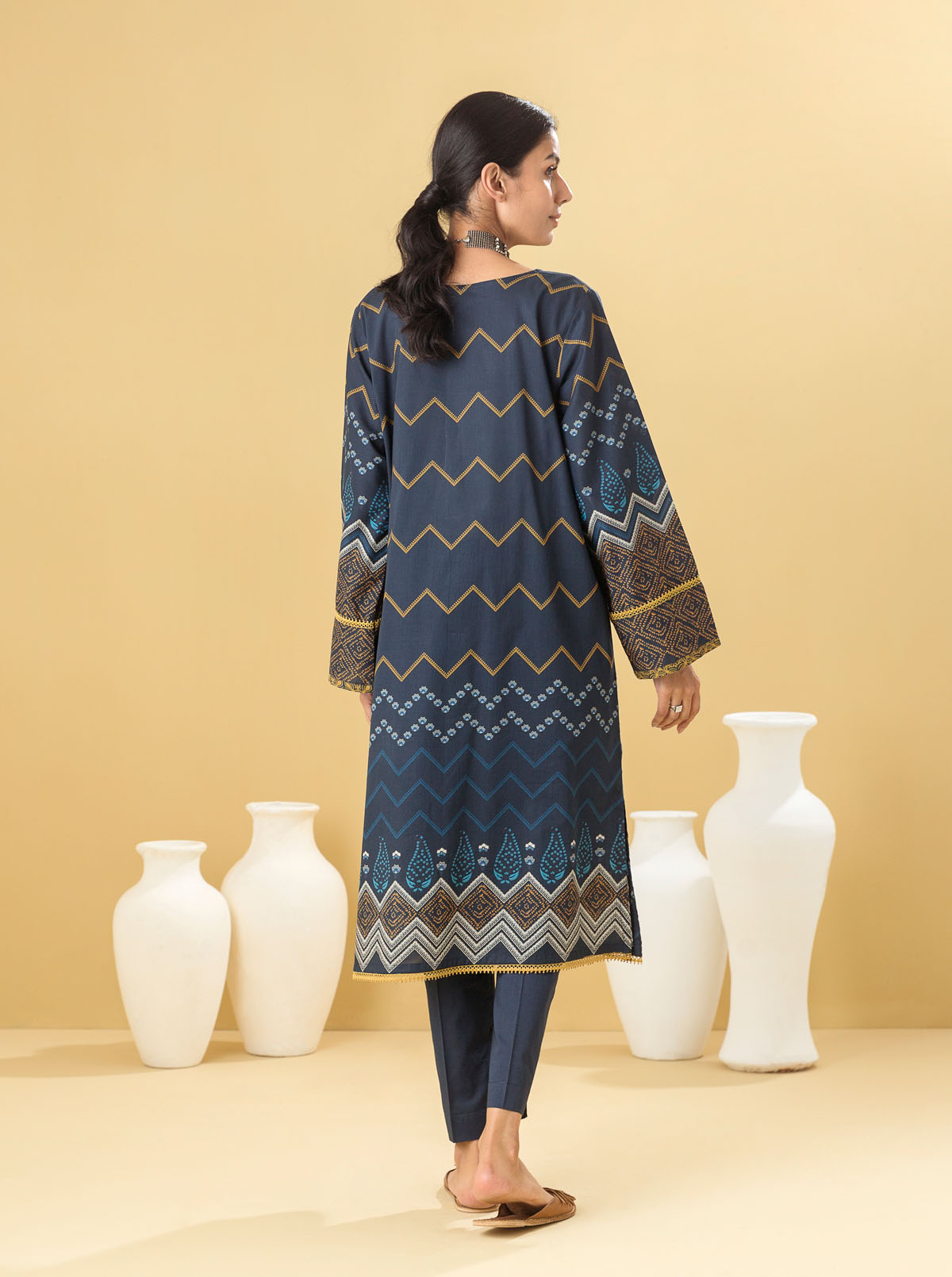 1 PIECE - PRINTED LAWN SHIRT - INKY BLUES MORBAGH SU_22   