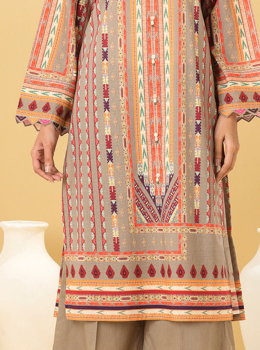 1 PIECE - PRINTED LAWN SHIRT - TRIBAL TAUPE MORBAGH SU_22   