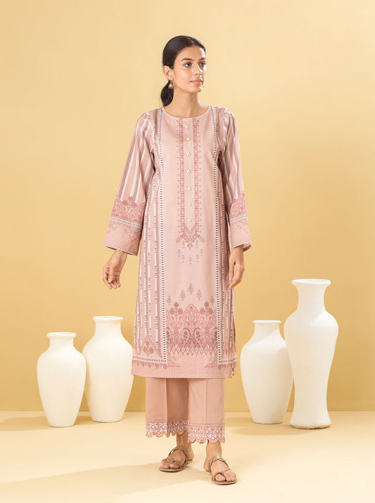 1 PIECE - PRINTED LAWN SHIRT - DUSKY PINK MORBAGH SU_22   
