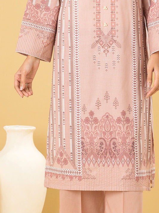 1 PIECE - PRINTED LAWN SHIRT - DUSKY PINK MORBAGH SU_22   