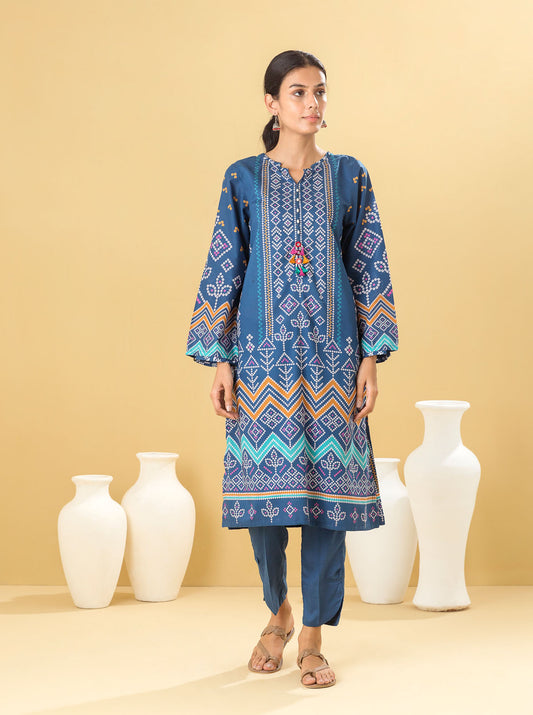 1 PIECE - PRINTED LAWN SHIRT - ALLURING BLUE MORBAGH SU_22   