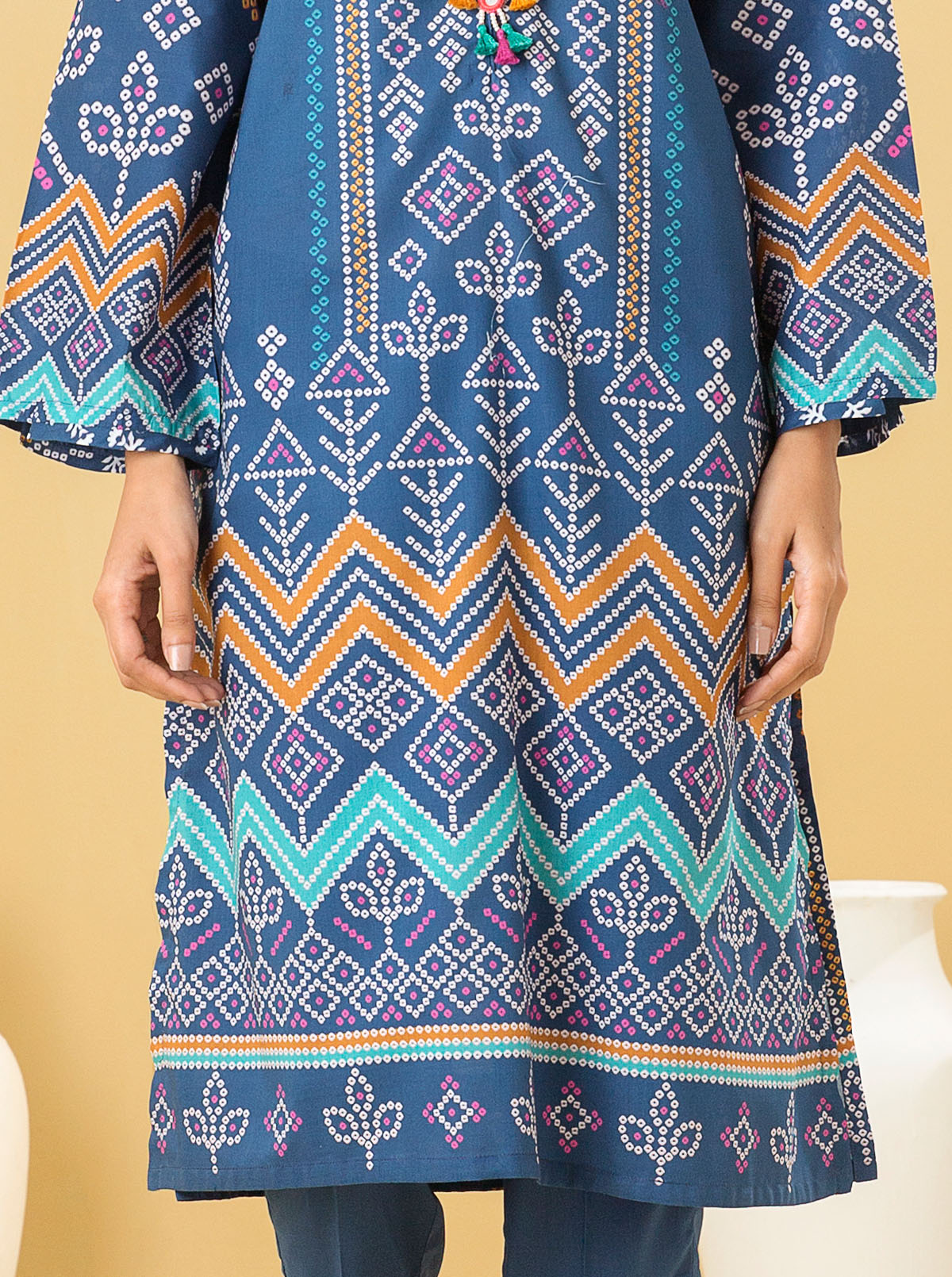 1 PIECE - PRINTED LAWN SHIRT - ALLURING BLUE MORBAGH SU_22   