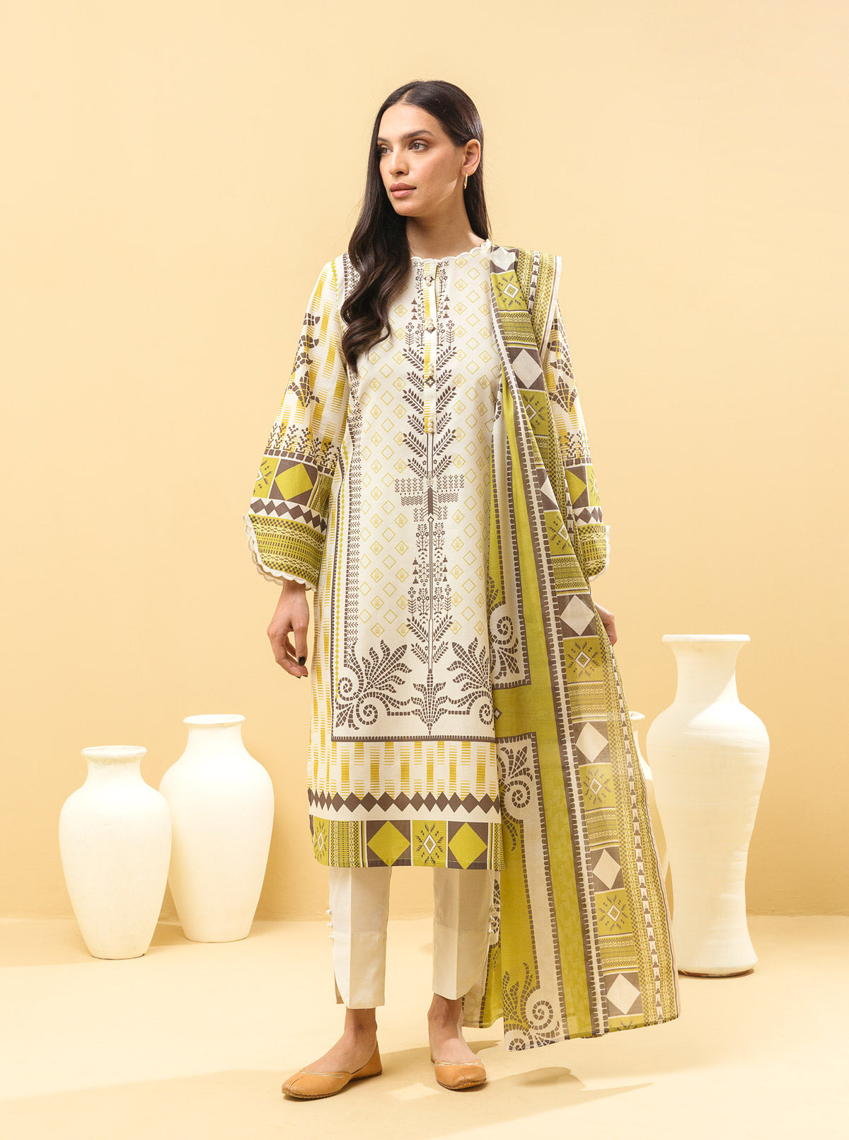 3 PIECE - PRINTED LAWN SUIT - VIRIDESCENT DIVINE MORBAGH SU_22   