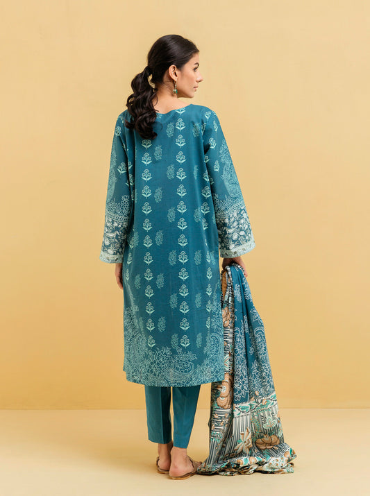 3 PIECE - PRINTED LAWN SUIT - BLUE BOUQUET MORBAGH SU_22   