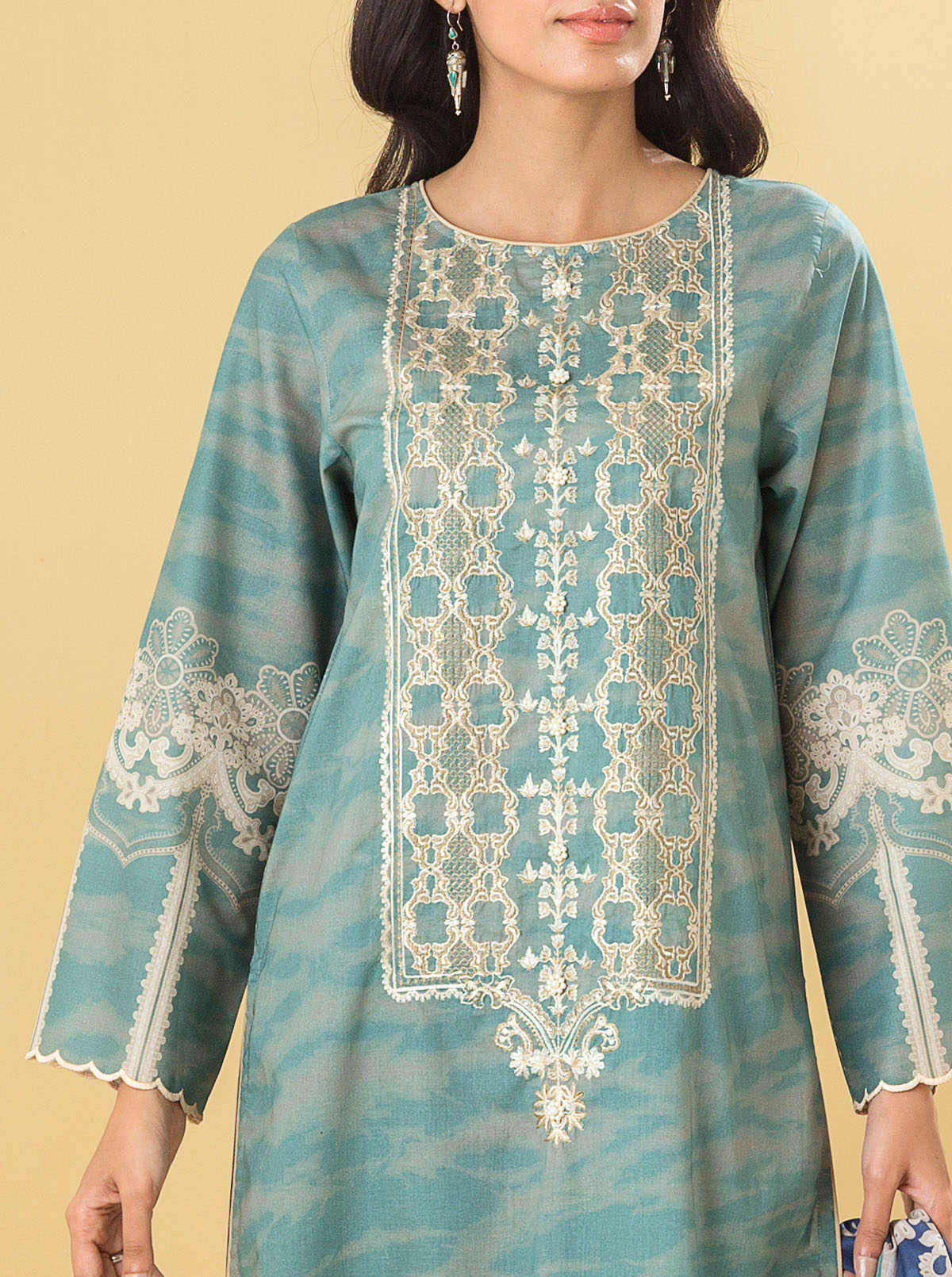 3 PIECE - EMBROIDERED LAWN SUIT - GEMSTONE TEAL MORBAGH SU_22   