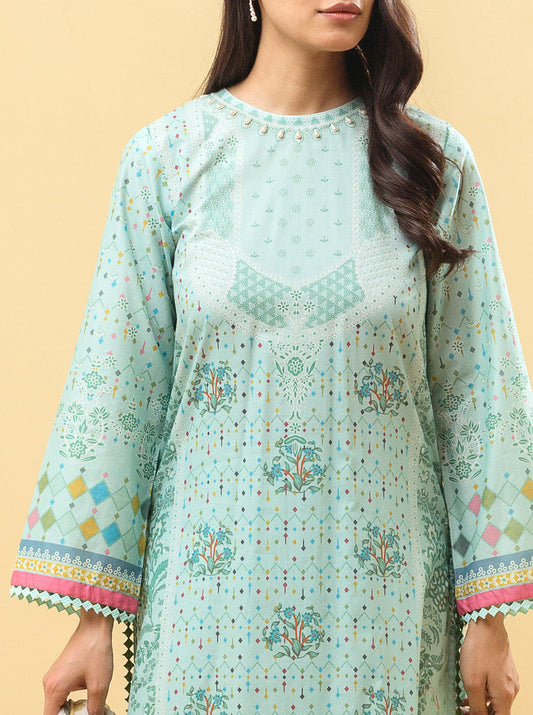 3 PIECE - PRINTED LAWN SUIT - SUMMER LRIDESCENT MORBAGH SU_22   