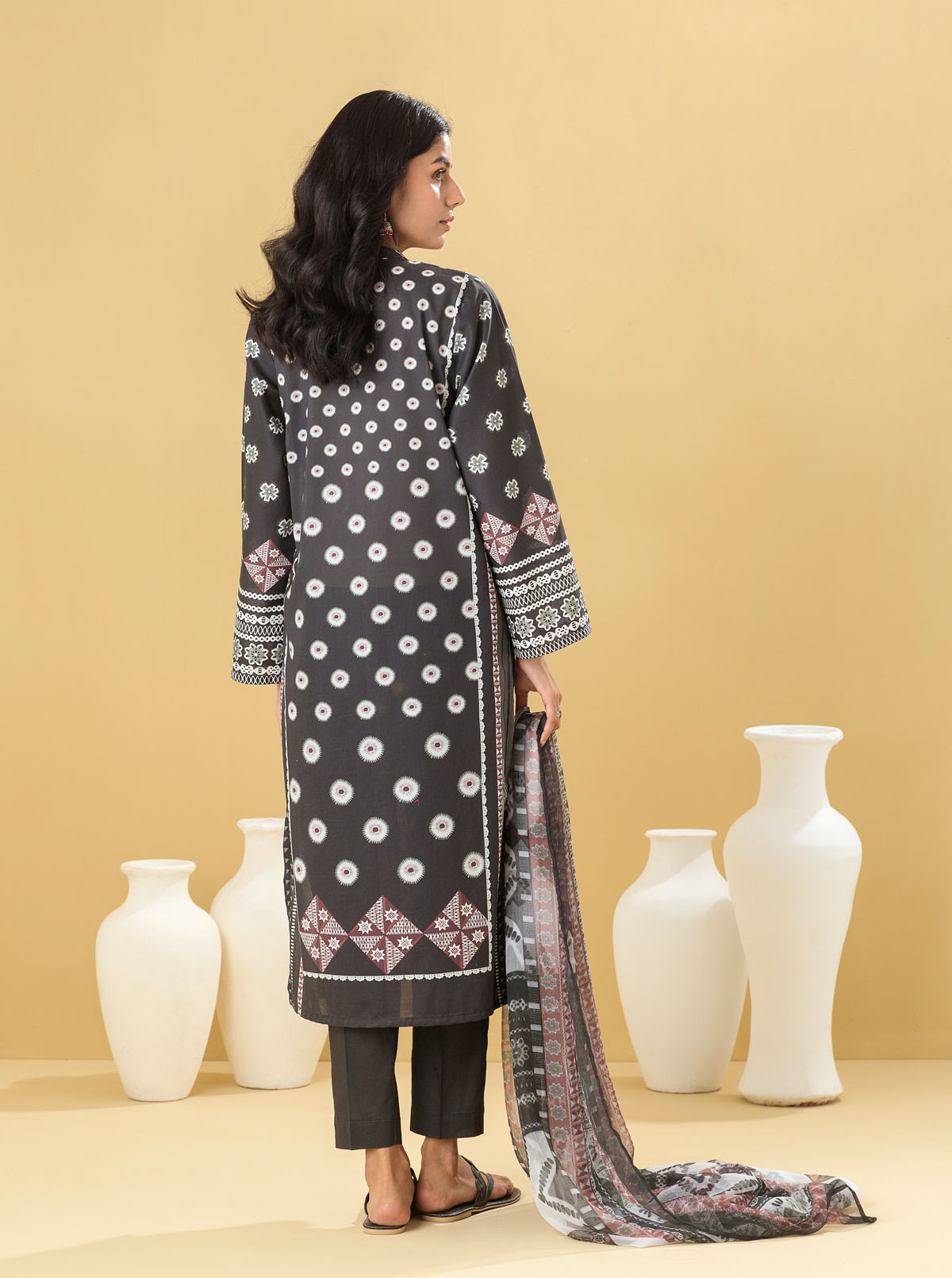 3 PIECE - PRINTED LAWN SUIT - NOIR HUES MORBAGH SU_22   