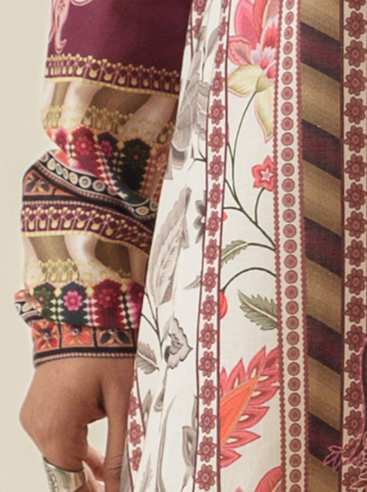 1 PIECE - PRINTED LAWN SHIRT - HARMONIOUS ROOTS MORBAGH SU_23   