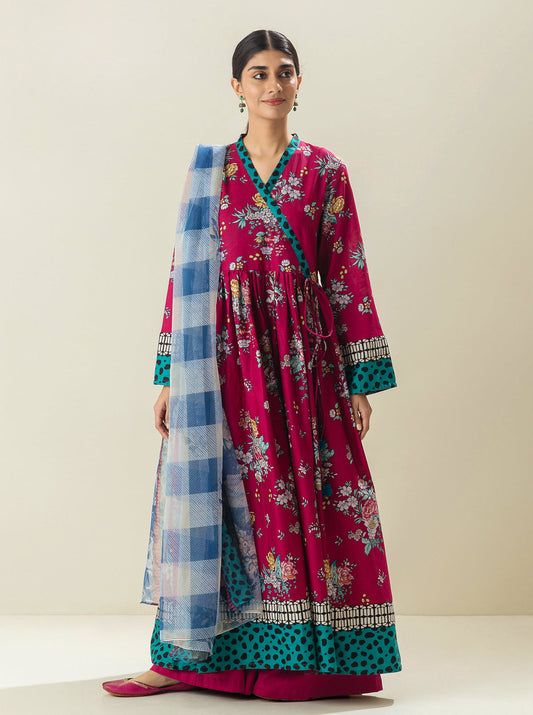 2 PIECE - PRINTED LAWN SUIT - PINK PORCELAIN MORBAGH SU_23   