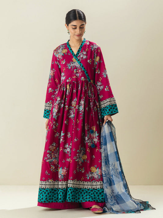 2 PIECE - PRINTED LAWN SUIT - PINK PORCELAIN MORBAGH SU_23   