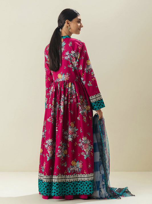 2 PIECE - PRINTED LAWN SUIT - PINK PORCELAIN MORBAGH SU_23   