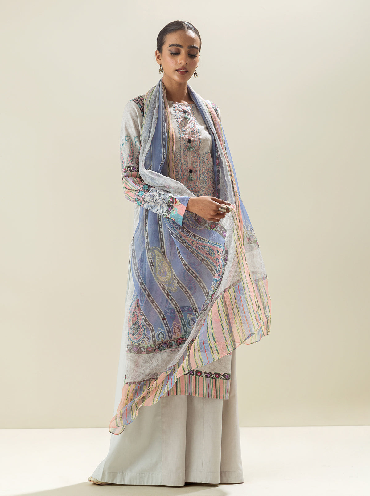 3 PIECE - EMBROIDERED LAWN SUIT - SMOKEY DREAM MORBAGH SU_23   